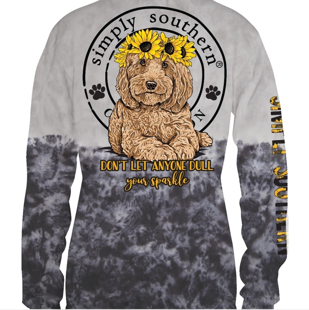 Simply Southern Dog Graphic Long Sleeve Shirt - Gray and Black